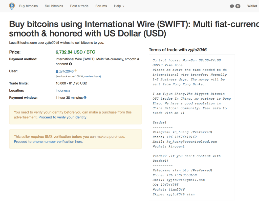 buy bitcoins using international wire (SWIFT)