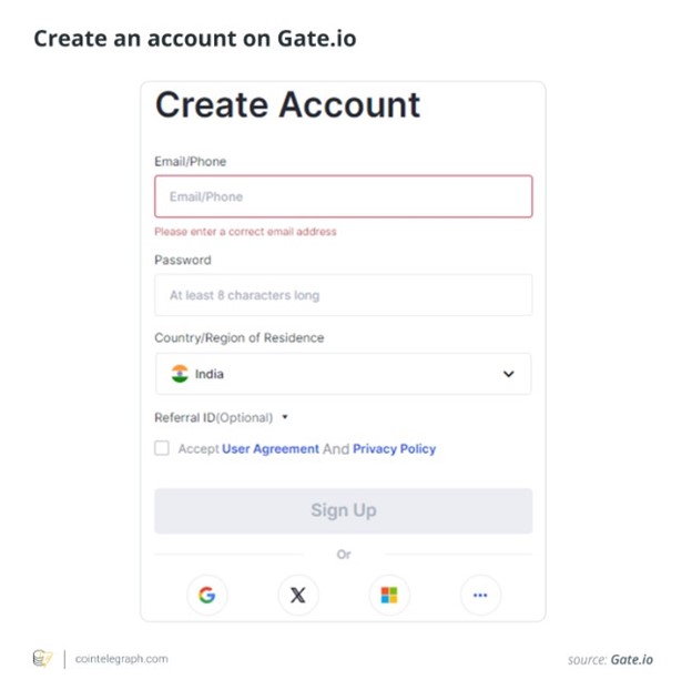 Register for an account